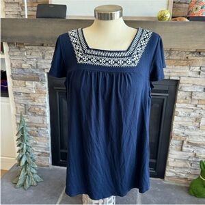 Adrianna Papell Dark Blue Top with White Detailing